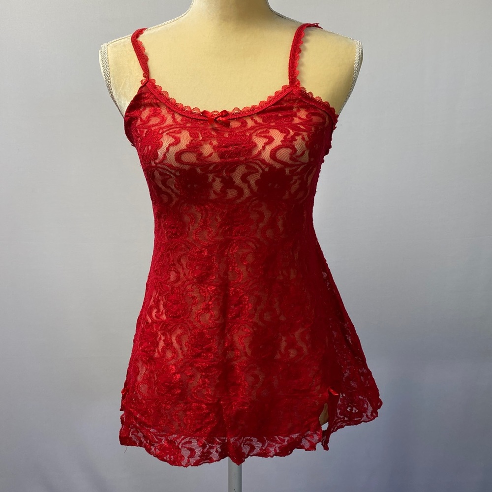 Red Lace Intimates Tank/ Night Dress SZ M